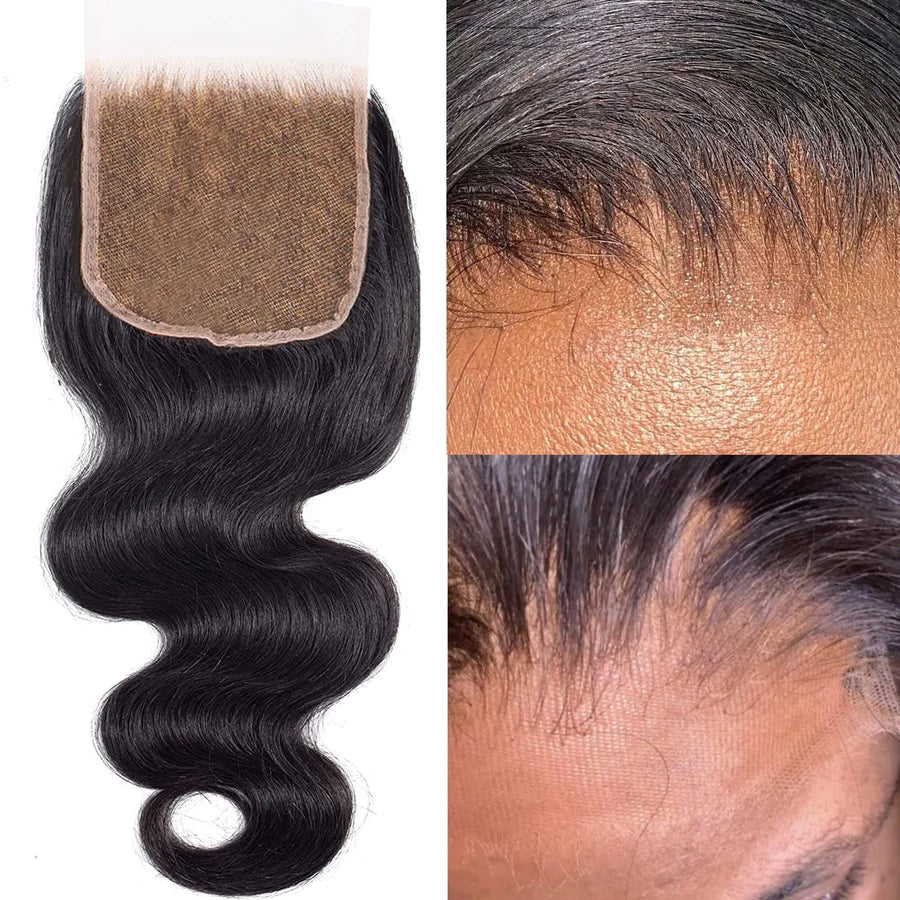 Bailey Hair Company 12-20 Inch 4" x 4" Deep Wavy Free Parted Lace Closure #1B Natural Black