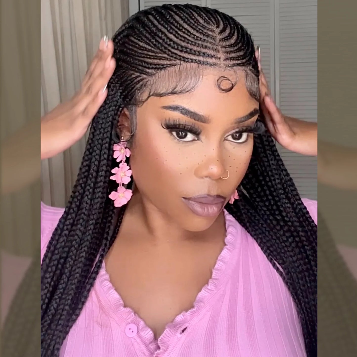 Bailey Hair Company 30 Inches 13x7 Fulani Braided Neat Braids Lace Front Wigs 200% Density-100% Handmade