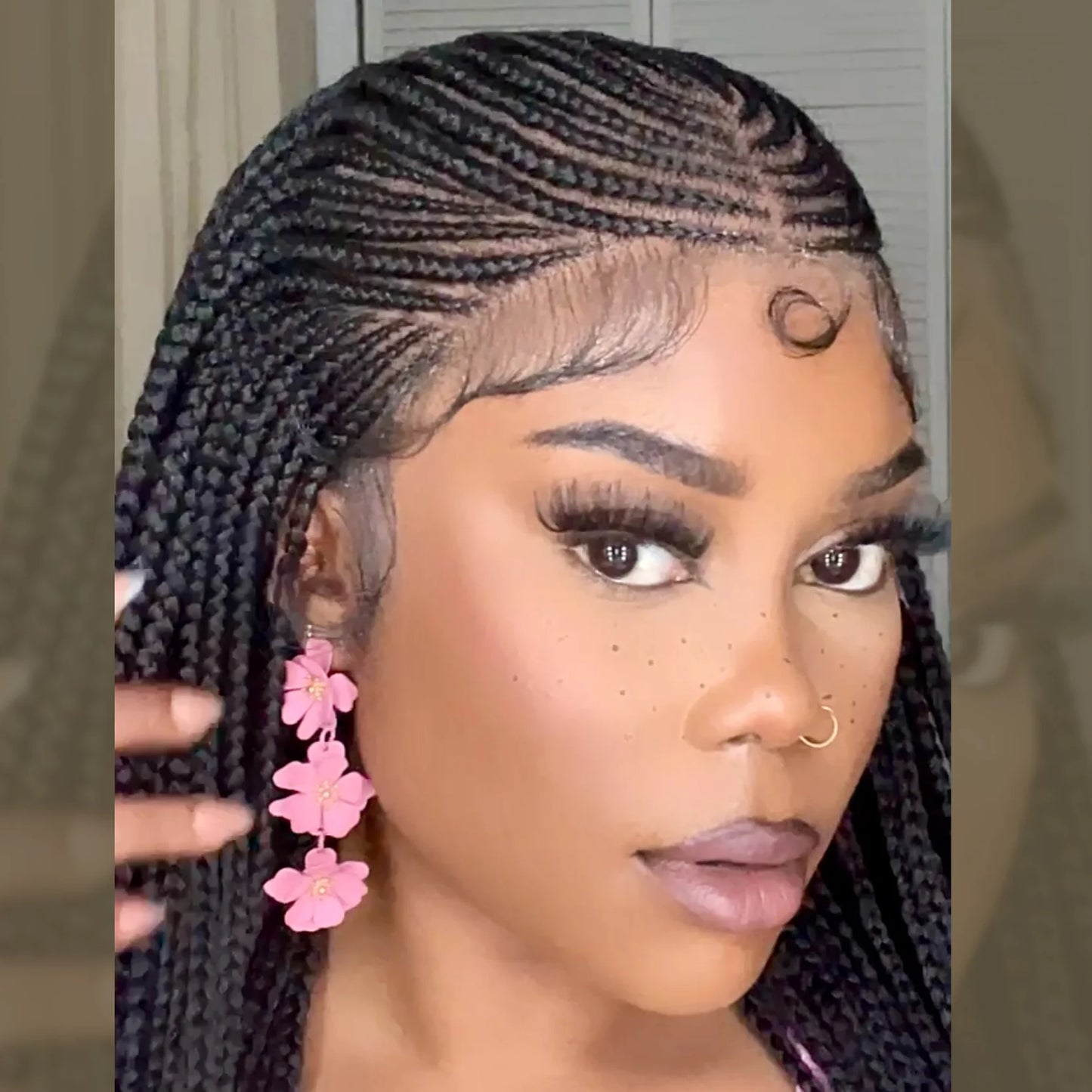 Bailey Hair Company 30 Inches 13x7 Fulani Braided Neat Braids Lace Front Wigs 200% Density-100% Handmade