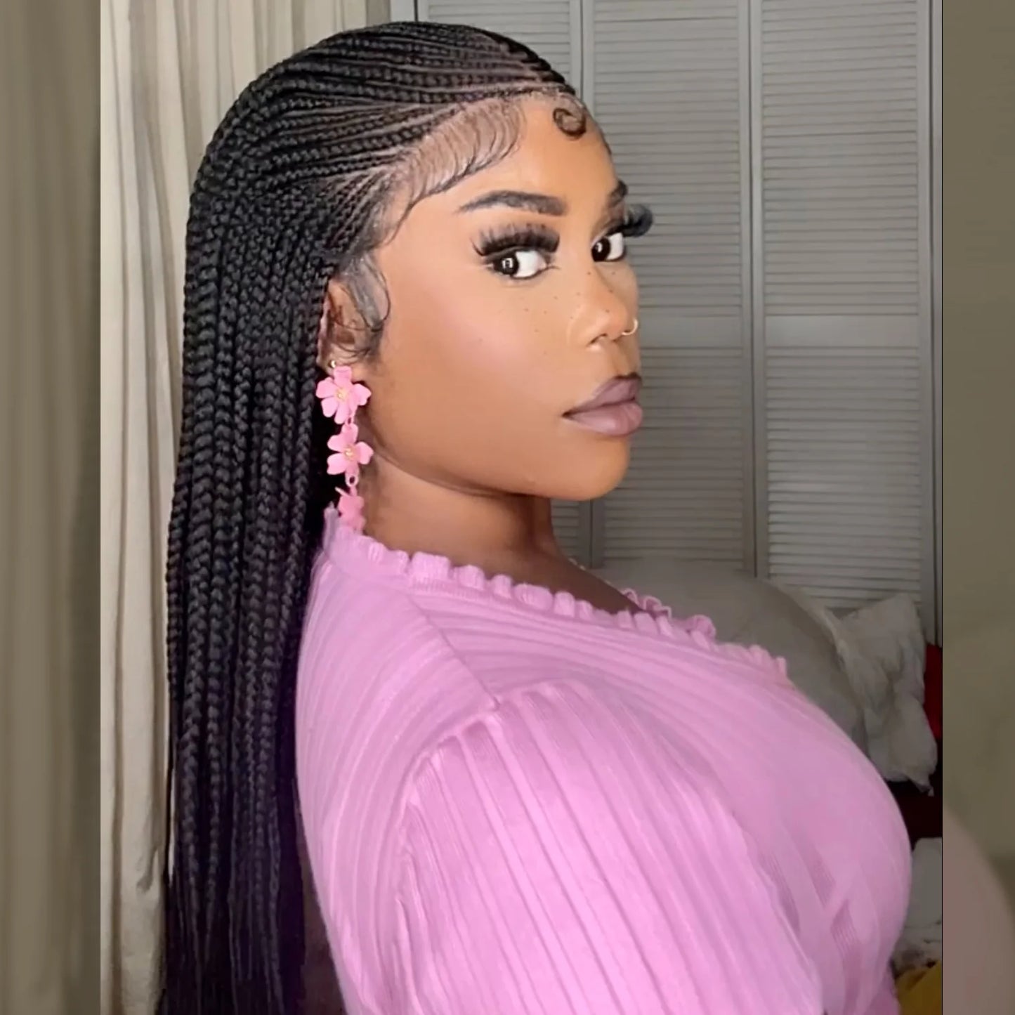 Bailey Hair Company 30 Inches 13x7 Fulani Braided Neat Braids Lace Front Wigs 200% Density-100% Handmade