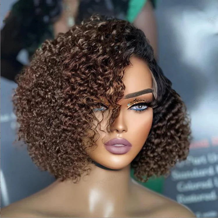 Bailey Hair Company 8 inch Trendy Short Cut Curly Minimalist HD Lace Glueless Side Part Wig