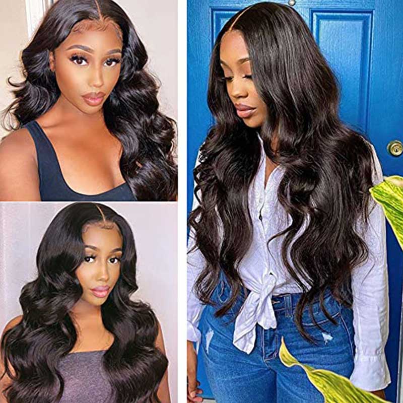 Bailey Hair Company 12-20 Inch 4.5" x 4.5" Upgrade Body Wavy Free Parted Lace Closure #1B Natural Black