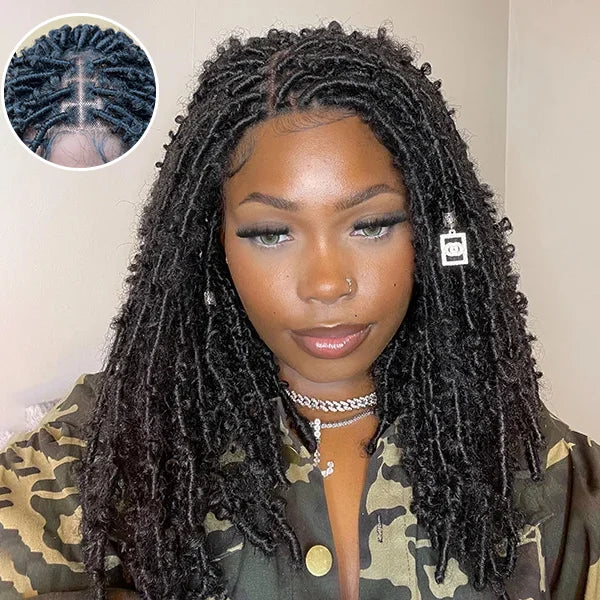 Bailey Hair Company 14 Inches 4x4 Short Butterfly Locs Lace Closure wigs 200% Density-100% Handmade