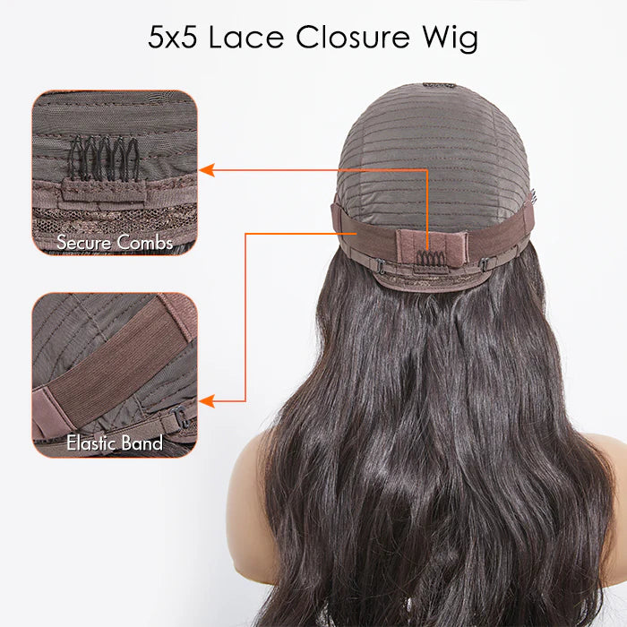 Bailey Hair Company 5x5 Glueless Lace Closure Wig 180% Density Body Wave