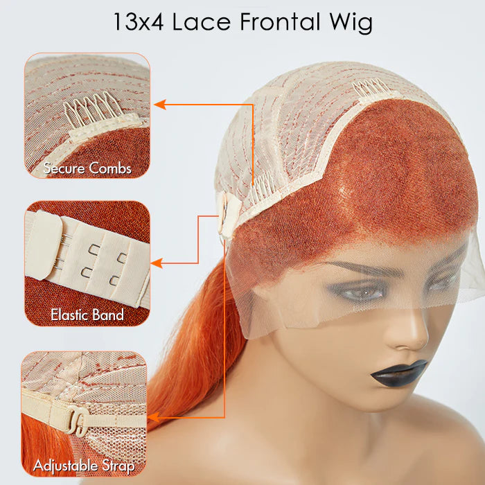 Bailey Hair Company 24 Inches Ginger 13"x4" Lace Front Body Wavy Wig Pre-Plucked Free Part 150% Density-100% Human Hair