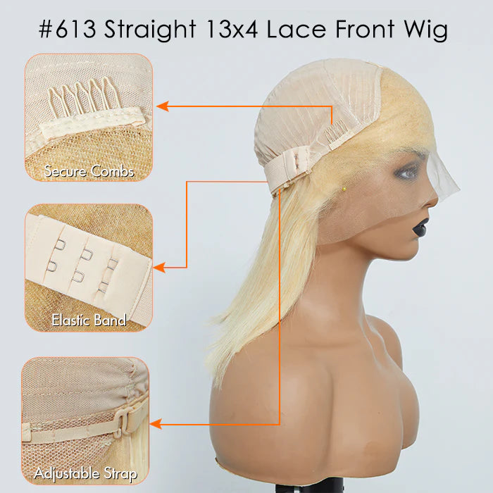 Bailey Hair Company 10-14 Inch Pre-Plucked 13"x4" #613 Straight Bob Lace Frontal Wig 150% Density