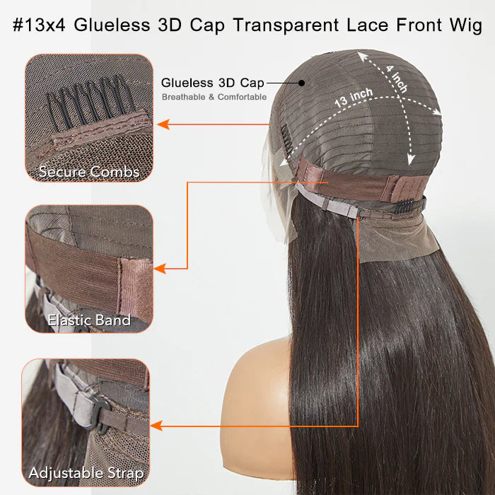 Bailey Hair Company Glueless 3D Cap Pre-bleached Straight 13x4 Transparent Lace Front Wig 150% Density