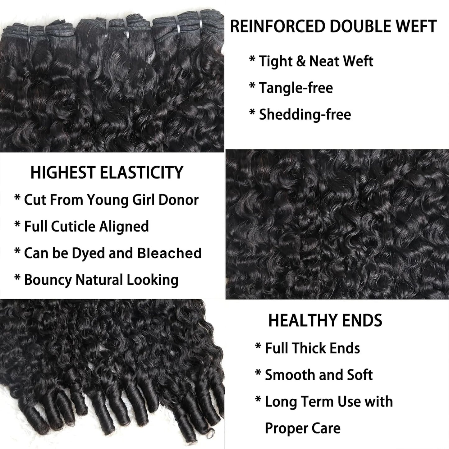 14-28 Inch Burmese Curly Bundles Virgin Brazilian Hair #1B Natural Black