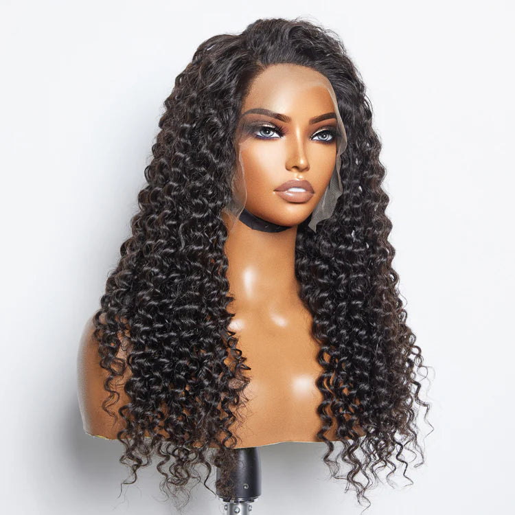 Bailey Hair Company 13x6 Glueless 3D Cap Pre-bleached Deep Curly Transparent Lace Front Wig 150% Density