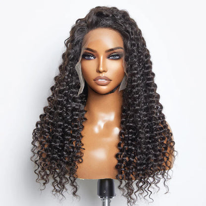 Bailey Hair Company 13x6 Glueless 3D Cap Pre-bleached Deep Curly Transparent Lace Front Wig 150% Density