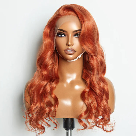 Bailey Hair Company 24 Inches Ginger 13"x4" Lace Front Body Wavy Wig Pre-Plucked Free Part 150% Density-100% Human Hair