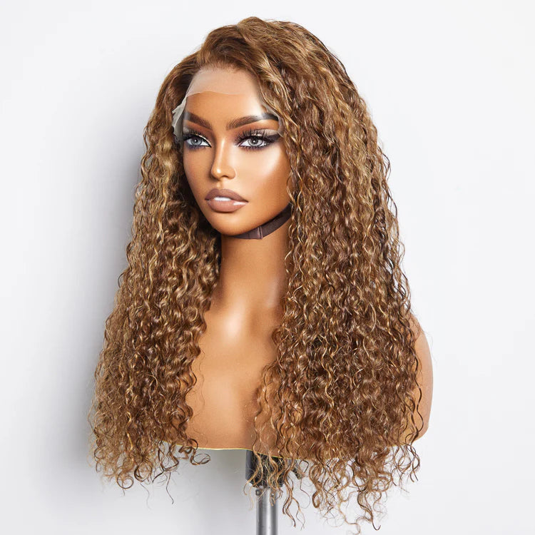 Bailey Hair Company 22-24 Inch Pre-Plucked 13"x4" Lace Front Water Wavy Wig Free Part 150% Density-100% Human Hair