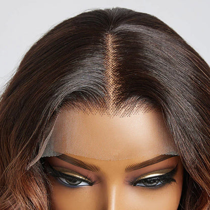 Bailey Hair Company 12 Inches Elegant Brown Ombre Loose Wave T-Part HD Lace Glueless Short Wig 100% Human Hair