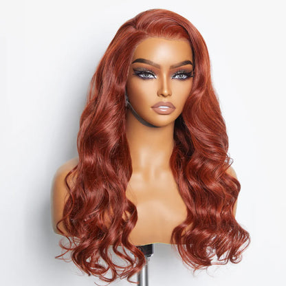 Bailey Hair Company 24 Inches 13"x4" Body Wavy Wear & Go Glueless #Redbrown Lace Frontal Wig-100% Human Hair