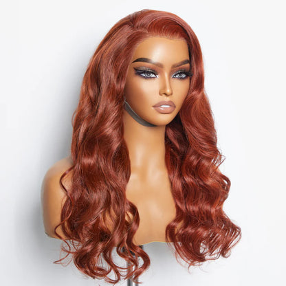 Bailey Hair Company 24 Inches 13"x4" Body Wavy Wear & Go Glueless #Redbrown Lace Frontal Wig-100% Human Hair