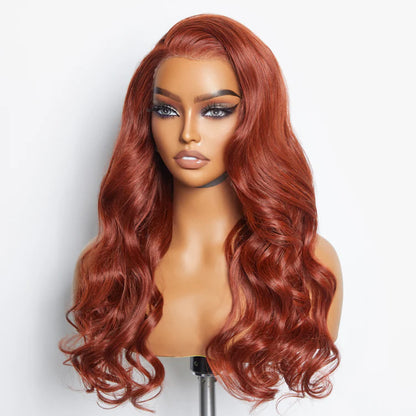 Bailey Hair Company 24 Inches 13"x4" Body Wavy Wear & Go Glueless #Redbrown Lace Frontal Wig-100% Human Hair