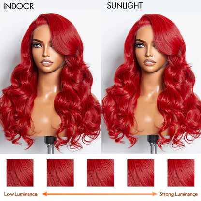 Bailey Hair Company 24 Inches 5"x5" Body Wavy Wear & Go Glueless #Red Lace Closure Wig-100% Human Hair