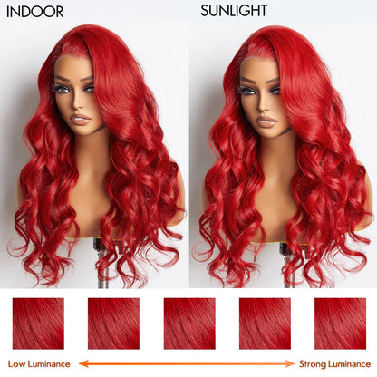 Bailey Hair Company 24 Inches 13"x4" Body Wavy Wear & Go Glueless #Red Lace Frontal Wig-100% Human Hair