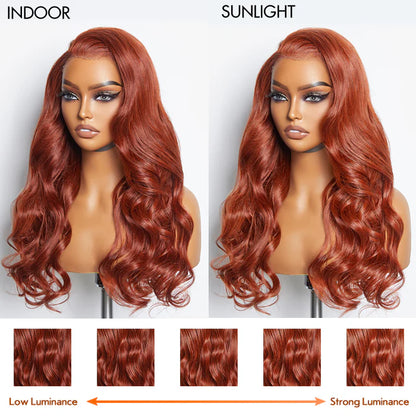 Bailey Hair Company 24 Inches 13"x4" Body Wavy Wear & Go Glueless #Redbrown Lace Frontal Wig-100% Human Hair