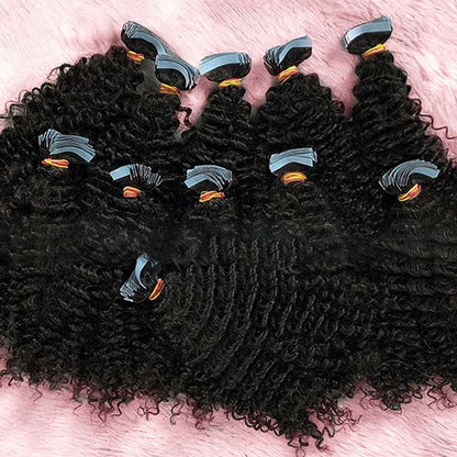 Bailey Hair Company Afro-textured Kinky Curly Tape In Remy Hair Extensions #1B Natural Black