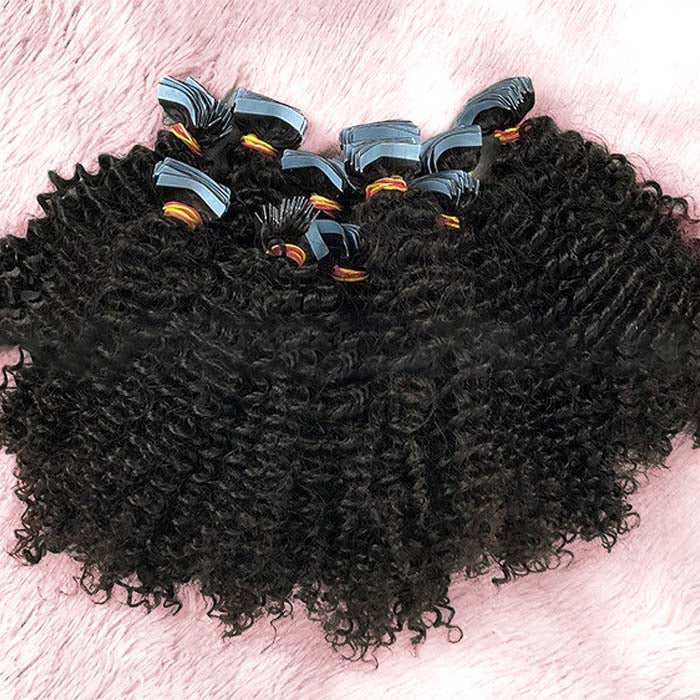 Bailey Hair Company Afro-textured Kinky Curly Tape In Remy Hair Extensions #1B Natural Black