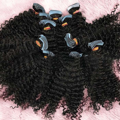 Bailey Hair Company Afro-textured Kinky Curly Tape In Remy Hair Extensions #1B Natural Black