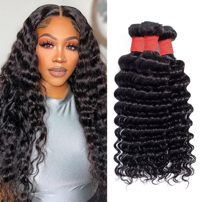 Riverwood Deep Wave Indian Virgin Human Hair Bundle(Premium)