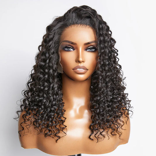 Bailey Hair Company Glueless 3D Cap Pre-bleached Deep Curly 13x4 Transparent Lace Front Wig 150% Density