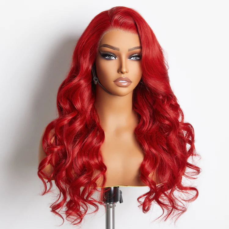 Bailey Hair Company 24 Inches 13"x4" Body Wavy Wear & Go Glueless #Red Lace Frontal Wig-100% Human Hair