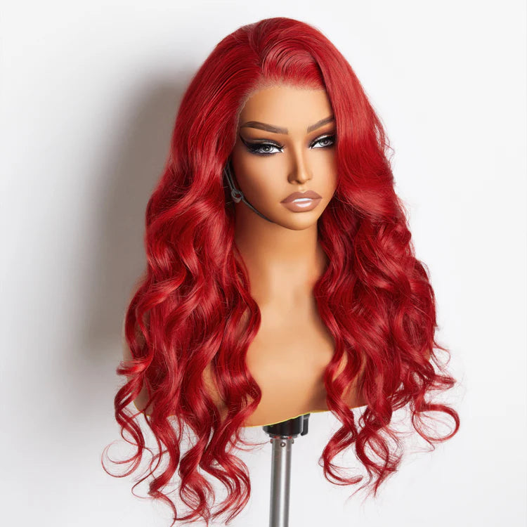 Bailey Hair Company 24 Inches 13"x4" Body Wavy Wear & Go Glueless #Red Lace Frontal Wig-100% Human Hair