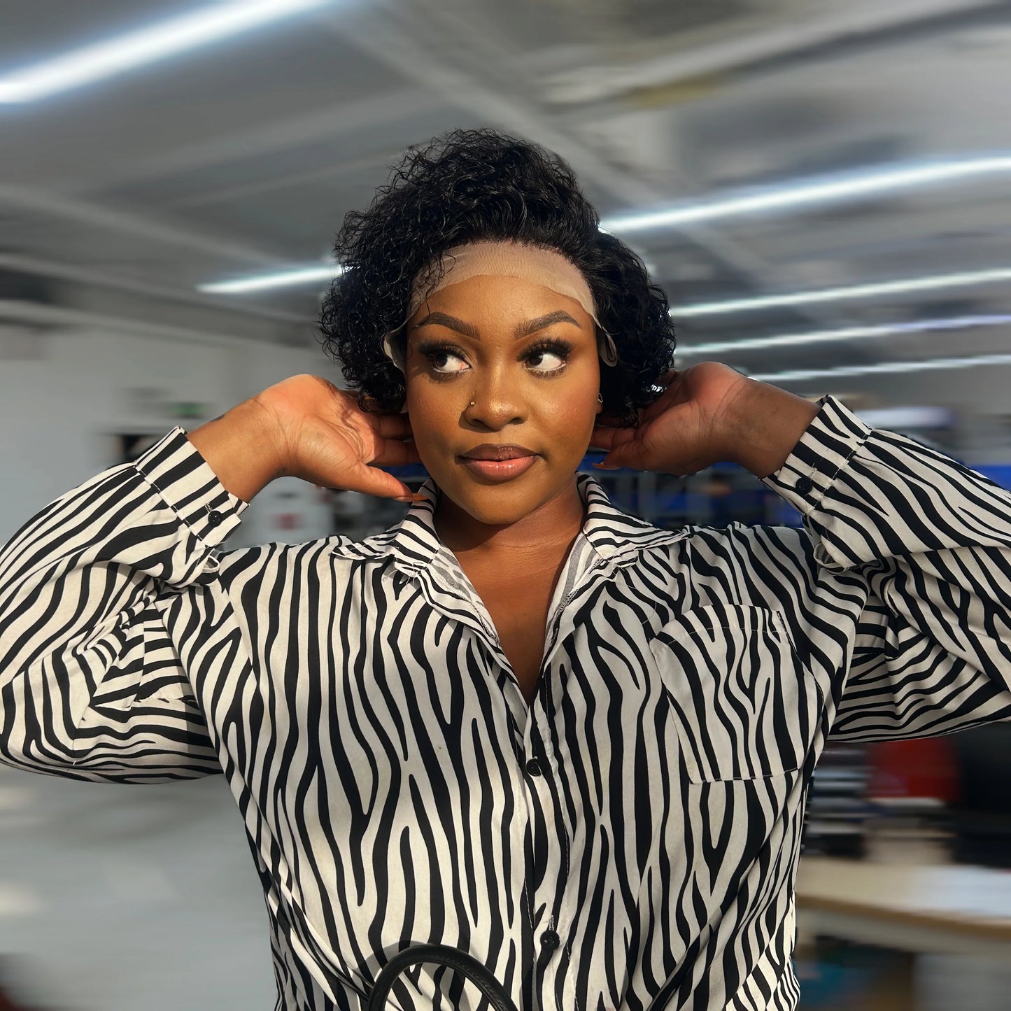 Bailey Hair Company 8 inch Short Curly Pixie Cut 13"x4" Frontal Lace Wig Pre-Bleached Knots Brazilian Human Virgin Hair 150% Density