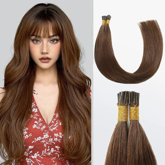 Bailey Hair Company I Tip Hair Extensions Natural Remy Human Hair (#4 Chocolate Brown)