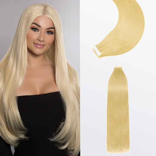 Bailey Hair Company Premium Quality Straight Tape In Remy Hair Extensions #613 Lightest Blonde