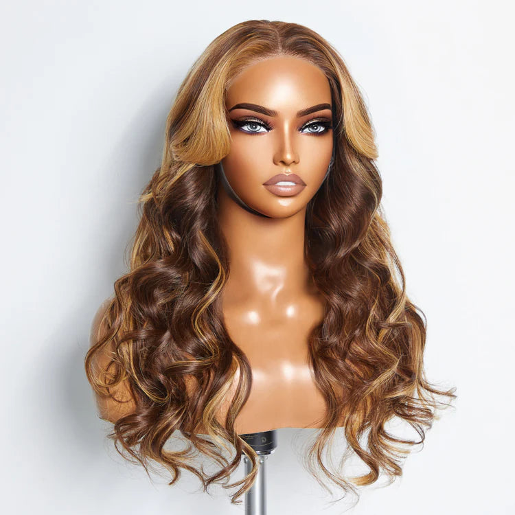 Bailey Hair Company 24 Inches 5"x5" Body Wavy Wear & Go Glueless #4/27 Lace Closure Wig-100% Human Hair