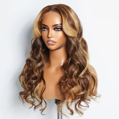 Bailey Hair Company 24 Inches 5"x5" Body Wavy Wear & Go Glueless #4/27 Lace Closure Wig-100% Human Hair