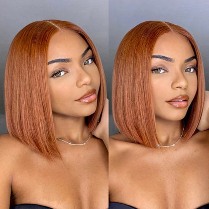 Bailey Hair Company 10 Inches 4x4 Beginner Friendly Sugar Maple Glueless Mid Part Bob Lace Closure Wig-100% Human Hair