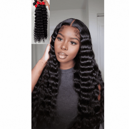 Riverwood Deep Wave Indian Virgin Human Hair Bundle(Premium)