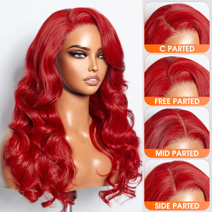 Bailey Hair Company 24 Inches 5"x5" Body Wavy Wear & Go Glueless #Red Lace Closure Wig-100% Human Hair