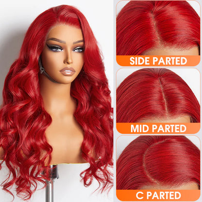 Bailey Hair Company 24 Inches 13"x4" Body Wavy Wear & Go Glueless #Red Lace Frontal Wig-100% Human Hair