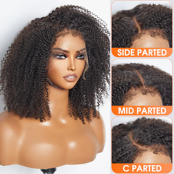 Bailey Hair Company 16 Inches 13"x4" Afro Kinky Curly 4C Edge Hairline #1B Lace Frontal Wig-100% Human Hair