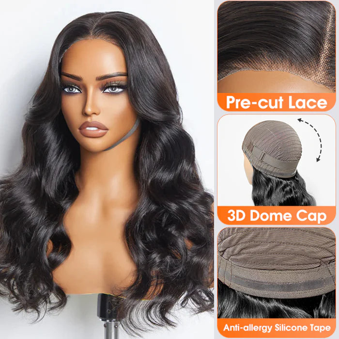 Bailey Hair Company 24 Inches 5"x5" Body Wavy Wear & Go Glueless #1B Lace Closure Wig-100% Human Hair