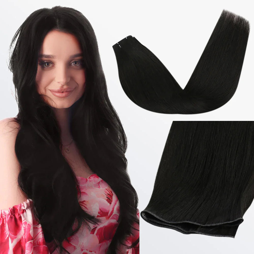 Bailey Hair Company 18-24 Inches Ultra Thin Straight Genius Weft Dark #1B Natural Black