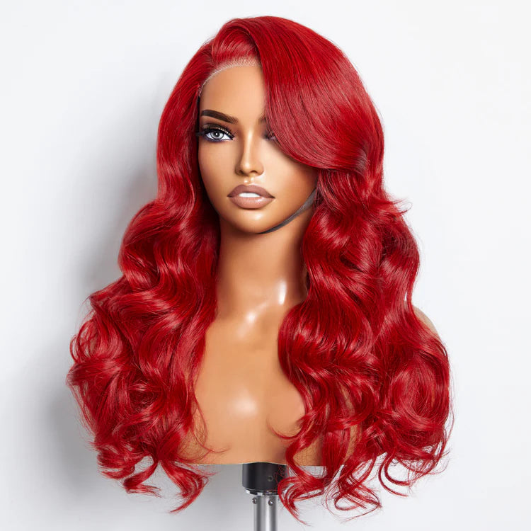 Bailey Hair Company 24 Inches 5"x5" Body Wavy Wear & Go Glueless #Red Lace Closure Wig-100% Human Hair