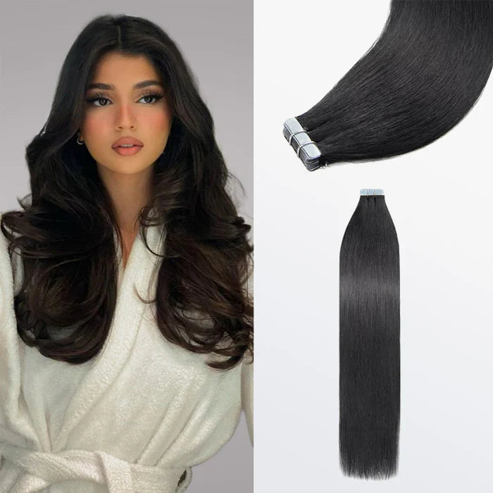 Bailey Hair Company Premium Quality Straight Tape In Remy Hair Extensions #1 Jet Black