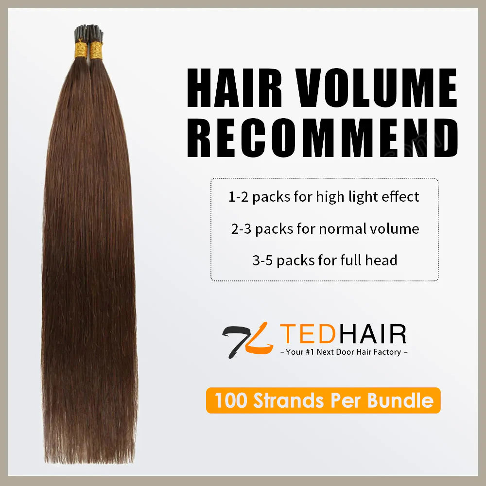 Bailey Hair Company I Tip Hair Extensions Natural Remy Human Hair (#8 Light Brown)