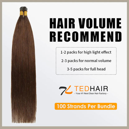 Bailey Hair Company I Tip Hair Extensions Natural Remy Human Hair (#8 Light Brown)