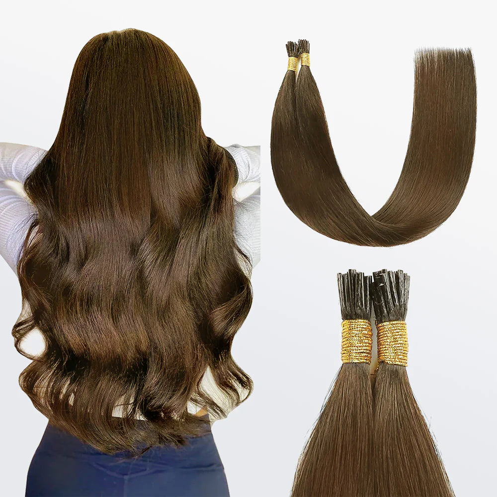 Bailey Hair Company I Tip Hair Extensions Natural Remy Human Hair (#8 Light Brown)