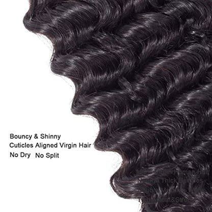 Riverwood Deep Wave Indian Virgin Human Hair Bundle(Premium)