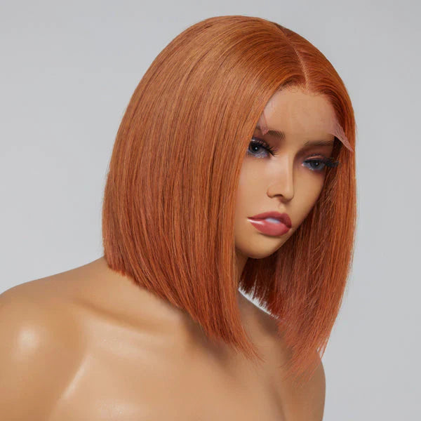 Bailey Hair Company 10 Inches 4x4 Beginner Friendly Sugar Maple Glueless Mid Part Bob Lace Closure Wig-100% Human Hair