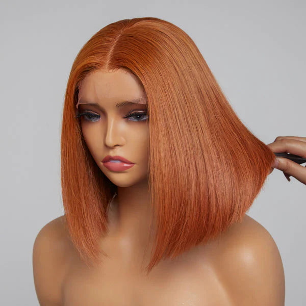 Bailey Hair Company 10 Inches 4x4 Beginner Friendly Sugar Maple Glueless Mid Part Bob Lace Closure Wig-100% Human Hair